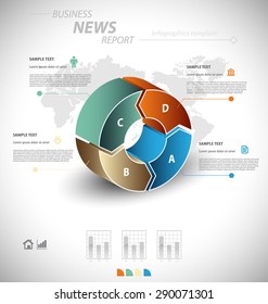Business infographic template for interactive data communication