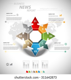 Business infographic template for interactive data communication
