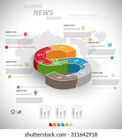 Business infographic template for interactive data communication