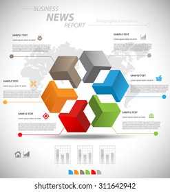 Business infographic template for interactive data communication