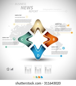 Business infographic template for interactive data communication