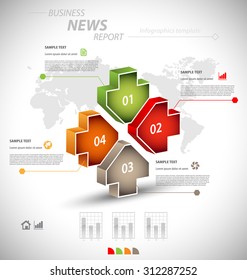 Business infographic template for interactive data communication