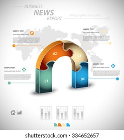 Business infographic template for interactive data communication