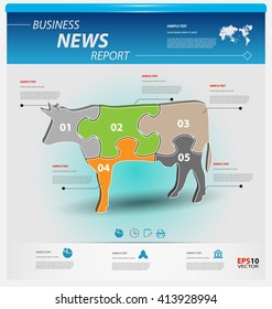 Business infographic template for interactive data communication
