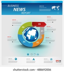 Business infographic template for interactive data communication