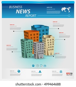 Business infographic template for interactive data communication