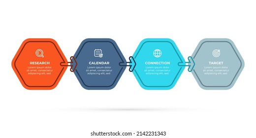 Business infographic template label design with 4 options. Vector illustration. Can be used for workflow diagram, info chart, web design.