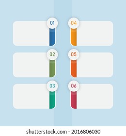 Diseño De Plantilla Infográfica Empresarial Con Seis Opciones Y Espacio De Copia En Fondo Azul.