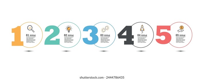 Business Infographic template. line design with numbers 5 options or steps.
