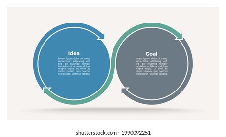 Business infographic template. Loop Chart with 2 steps, sections, options. Vector chart.