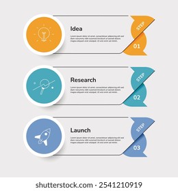 Business infographic template. Minimalist modern. 3 option step and journey. Business elements design.