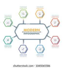 Business Infographic Template. Modern Hexagonal Infographics Timeline Design. Colorful Vector Illustration