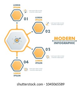 Business Infographic Template. Modern Hexagonal Infographics Timeline Design. Colorful Vector Illustration