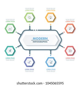 Business Infographic Template. Modern Hexagonal Infographics Timeline Design. Colorful Vector Illustration