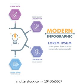 Business Infographic Template. Modern Hexagonal Infographics Timeline Design. Colorful Vector Illustration