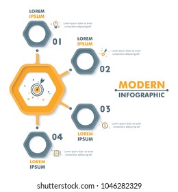 Business Infographic Template. Modern Hexagonal Infographics Timeline Design. Colorful Vector Illustration