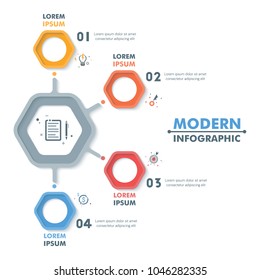 Business Infographic Template. Modern Hexagonal Infographics Timeline Design. Colorful Vector Illustration