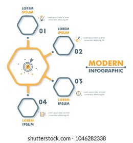 Business Infographic Template. Modern Hexagonal Infographics Timeline Design. Colorful Vector Illustration