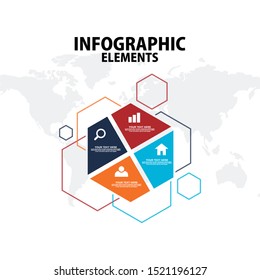 Business Infographic Template. Modern Hexagonal Infographics Timeline Design Template. Vector Illustration