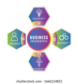 Business Infographic Template. Modern Hexagonal Infographics Timeline Design. Colorful Vector Illustration