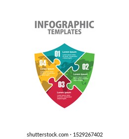 Business Infographic Template. Modern shield Infographics Timeline Design Template. Vector Illustration