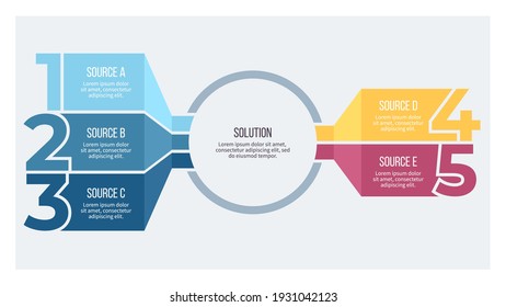 Business Infographic Template. Organization Chart With 5 Steps, Number Options. Vector Chart.