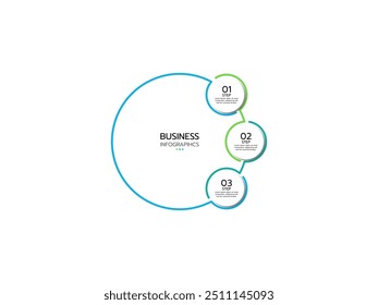 Modelo de infográfico comercial. Organograma com 3 etapas e opções. Gráfico vetorial.