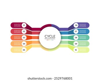 Business infographic template. Organization chart with 10 options, Business concept with 10 options, steps, parts.