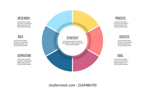 Business infographic template. Pie chart with 6 options, steps. Vector chart.