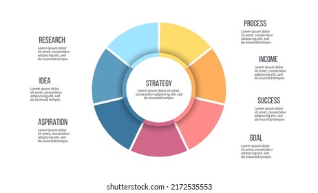 Business infographic template.  Pie Chart with 7 steps, options. Vector diagram.