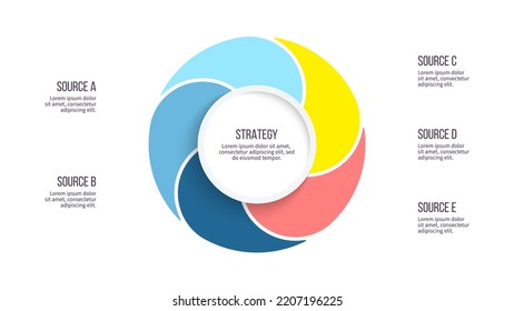 Business infographic template. Pie chart with 5 options, steps. Vector chart.