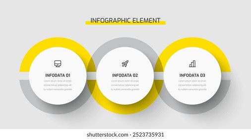 Business Infographic Template Presentation Circle Label with Yellow Color 3 Options and Icons	