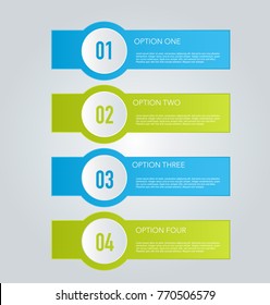 Business infographic template for presentation, education, web design, banner, brochure, flyer. Blue and green tabs. Vector illustration.