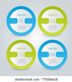 Business infographic template for presentation, education, web design, banner, brochure, flyer. Blue and green tabs. Vector illustration.