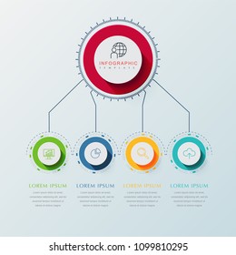 Business infographic template presentation template. Elements digital corporate finance concept chart with 4 options, step or processes. Template for brochure, web process diagram, workflow, banner

