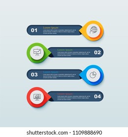 Business infographic template presentation template. Elements digital corporate finance concept chart with 4 options, step or processes. Template for brochure, web process diagram, workflow, banner

