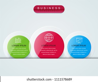 Business infographic template presentation template. Elements digital corporate finance concept chart with 3 options, step or processes. Template for brochure, web process diagram, workflow, banner
