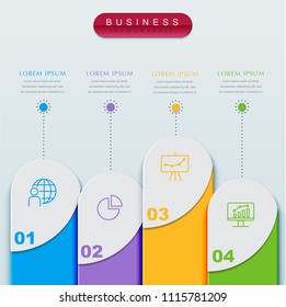 Business infographic template presentation template. Elements digital corporate finance concept chart with 4 options, step or processes. Template for brochure, web process diagram, workflow, banner

