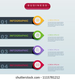 Business infographic template presentation template. Elements digital corporate finance concept chart with 4 options, step or processes. Template for brochure, web process diagram, workflow, banner
