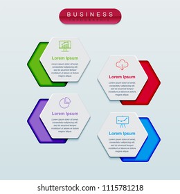 Business infographic template presentation template. Elements digital corporate finance concept chart with 4 options, step or processes. Template for brochure, web process diagram, workflow, banner
