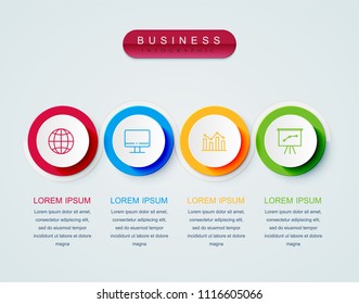 Business infographic template presentation template. Elements digital corporate finance concept chart with 4 options, step or processes. Template for brochure, web process diagram, workflow, banner
