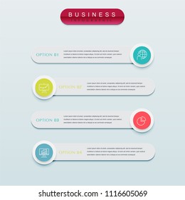 Business infographic template presentation template. Elements digital corporate finance concept chart with 4 options, step or processes. Template for brochure, web process diagram, workflow, banner

