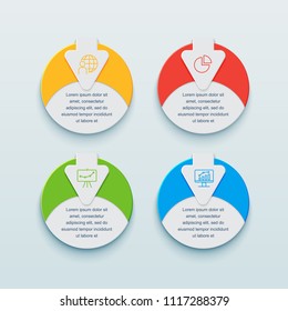 Business infographic template presentation template. Elements digital corporate finance concept chart with 4 options, step or processes. Template for brochure, web process diagram, workflow, banner

