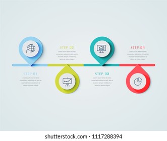 Business infographic template presentation template. Elements digital corporate finance concept chart with 4 options, step or processes. Template for brochure, web process diagram, workflow, banner
