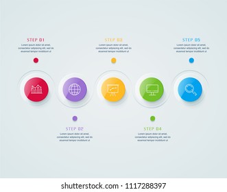 Business infographic template presentation template. Elements digital corporate finance concept chart with 5 options, step or processes. Template for brochure, web process diagram, workflow, banner

