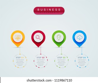 Business infographic template presentation template. Elements digital corporate finance concept chart with 4 options, step or processes. Template for brochure, web process diagram, workflow, banner

