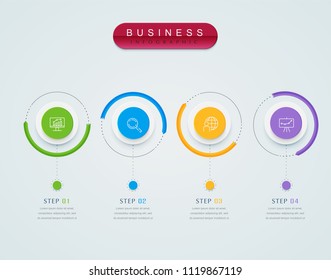 Business infographic template presentation template. Elements digital corporate finance concept chart with 4 options, step or processes. Template for brochure, web process diagram, workflow, banner

