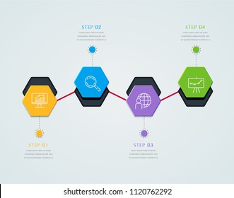 Business infographic template presentation template. Elements digital corporate finance concept chart with 4 options, step or processes. Template for brochure, web process diagram, workflow, banner

