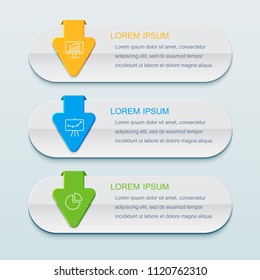 Business infographic template presentation template. Elements digital corporate finance concept chart with 3 options, step or processes. Template for brochure, web process diagram, workflow, banner
