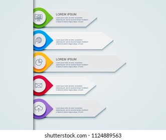 Business infographic template presentation template. Elements digital corporate finance concept chart with 5 options, step or processes. Template for brochure, web process diagram, workflow, banner

